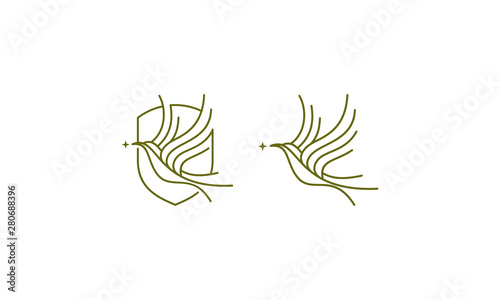 bird dove logo icon vector line art