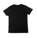 Black t-shirt, clothes on isolated white background.