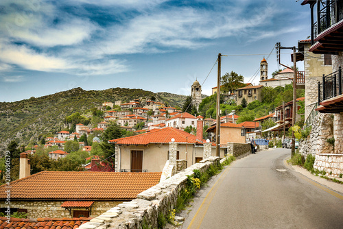 The main road and view to Dimitsana village.Located in Peloponesse,Greece