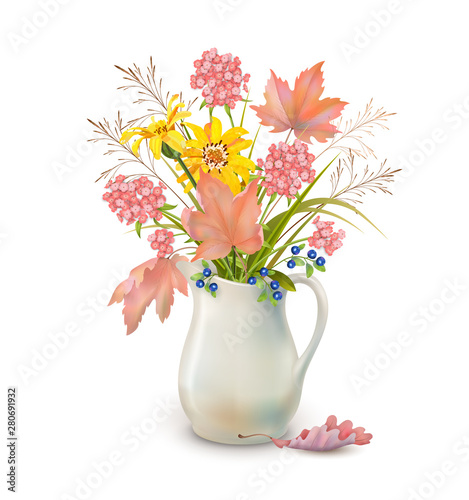 Autumn Flowers in Jug