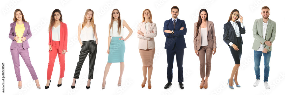 Collage of people on white background. Banner design Collage of people on white background. Banner design