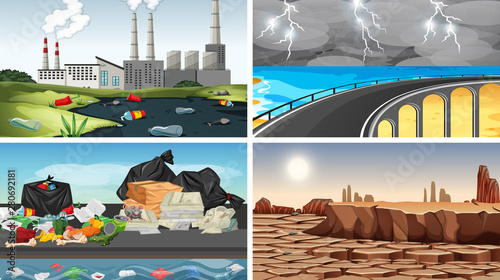 Set of polluted scenes