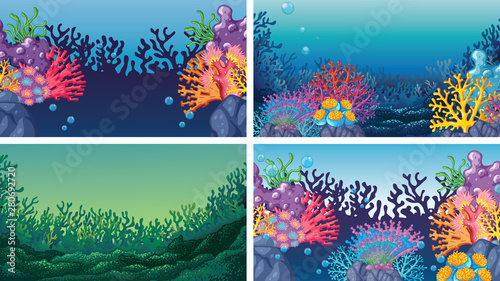 Set of scenes in nature setting
