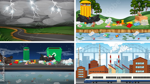 Set of polluted scenes