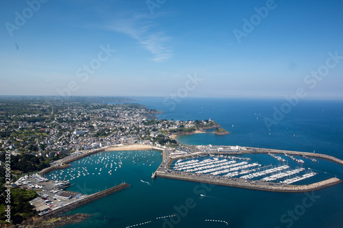 Fotografie Aerial view of ISaint quay portrieux in Brittany, France