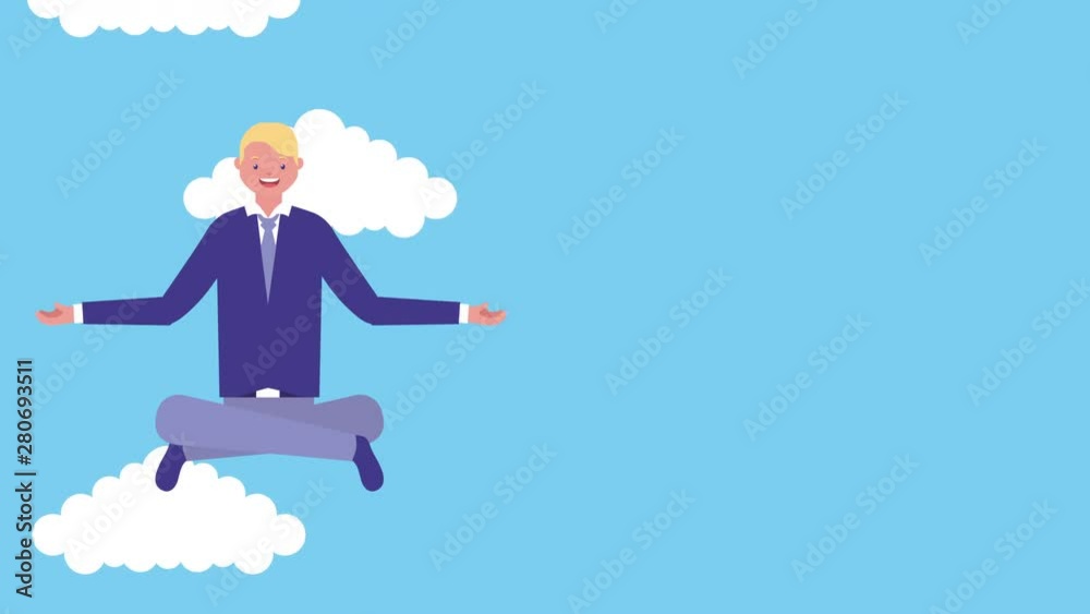 businessman with lotus position avatar character businessman with lotus position avatar character