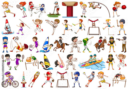 Sport activities by boys, girls, kids, athletes isolated