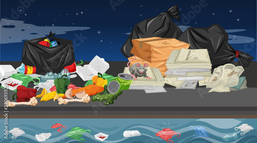 Rubbish in street scene