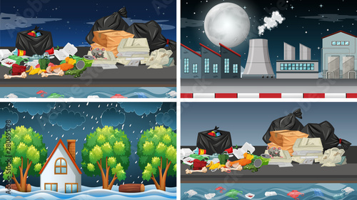 Set of polluted scenes