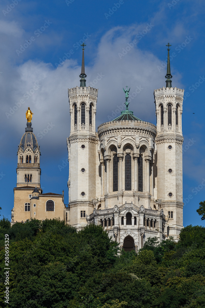 Basilica at the top of the hill in Lyon city, France Basilica at the top of the hill in Lyon city, France