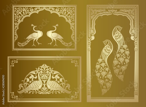 Wallpaper Mural peacock motif designs, textile , Rajasthan, royal India	 Torontodigital.ca