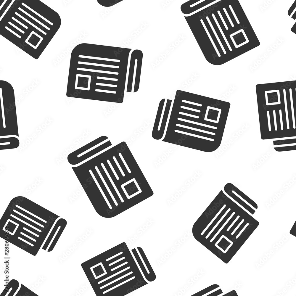 Magazine page icon seamless pattern background. News vector illustration on white isolated background. Brochure business concept. Magazine page icon seamless pattern background. News vector illustration on white isolated background. Brochure business concept.