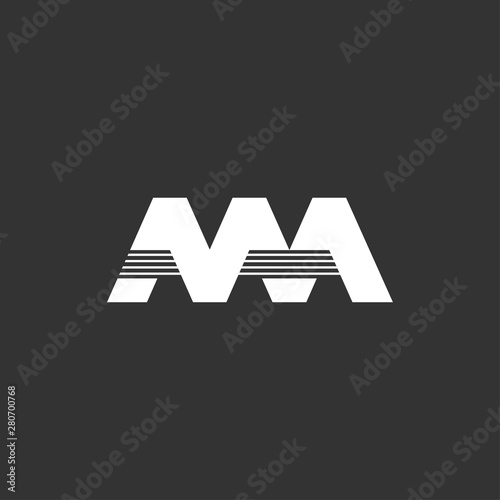 letter mn stripes geometric logo vector