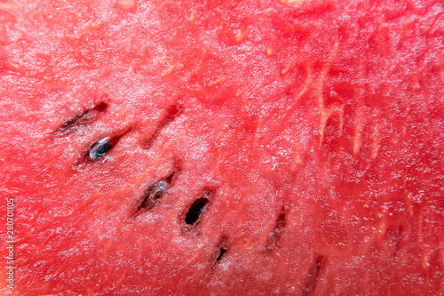 Close up watermelon texture background. Closeup red watermelon texture surface with seed