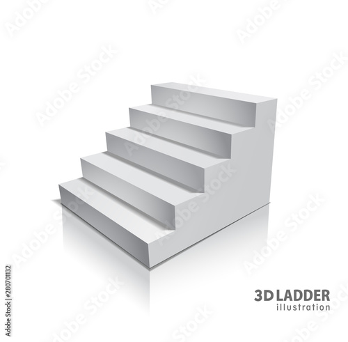 Design elements White stairs realistic illustration design with shadow on transparent background. 3D Stand on isolated. Illustration for promotional presentation