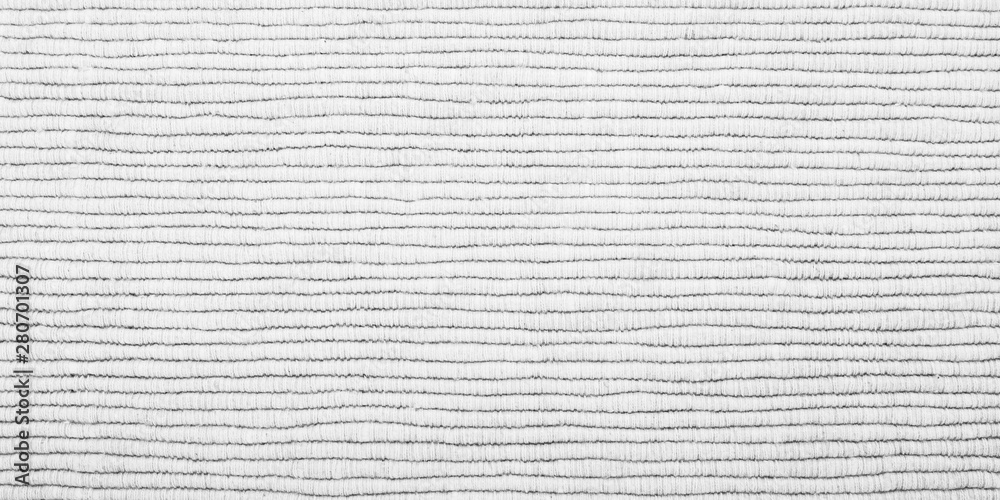 Panorama weave white and black fabric horizontal lines pattern texture background. Panoramic woven white and black textile texture surface Panorama weave white and black fabric horizontal lines pattern texture background. Panoramic woven white and black textile texture surface