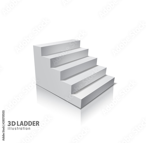 Design elements White stairs realistic illustration design with shadow on transparent background. 3D Stand on isolated. Illustration for promotional presentation