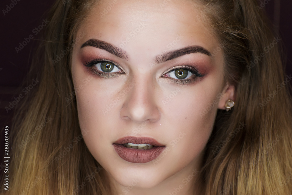Portrait of girl with professional make-up. Portrait of girl with professional make-up.