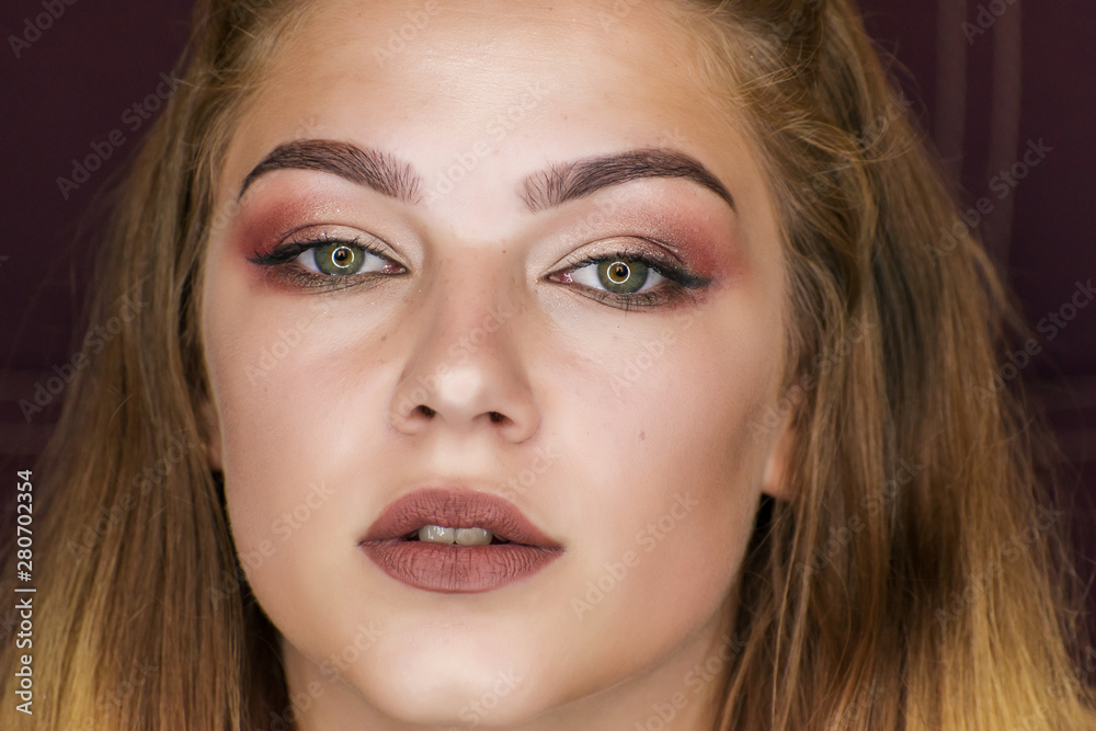 Portrait of girl with professional make-up. Portrait of girl with professional make-up.