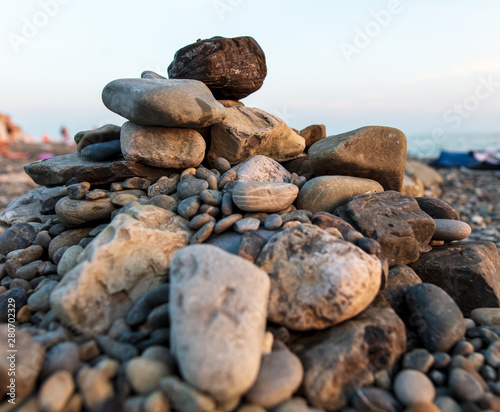 Stone mound on the seashore