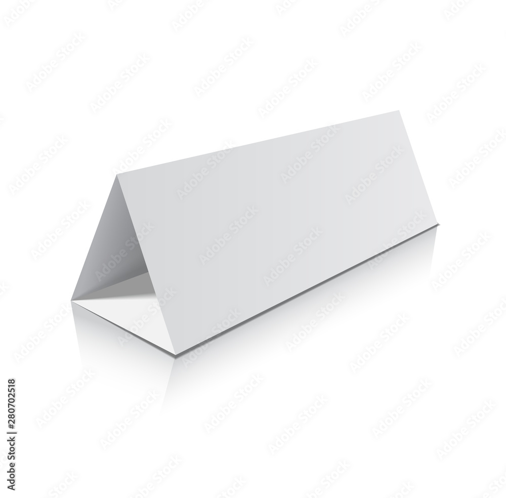 Blank trifold paper brochure mockup. 3d Vector Illustration. Blank trifold paper brochure mockup. 3d Vector Illustration.
