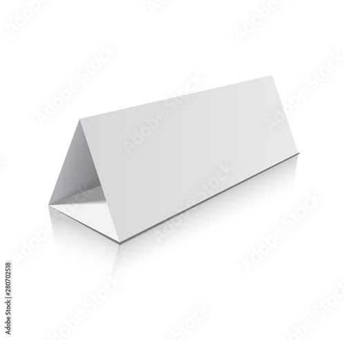 Blank trifold paper brochure mockup. 3d Vector Illustration.