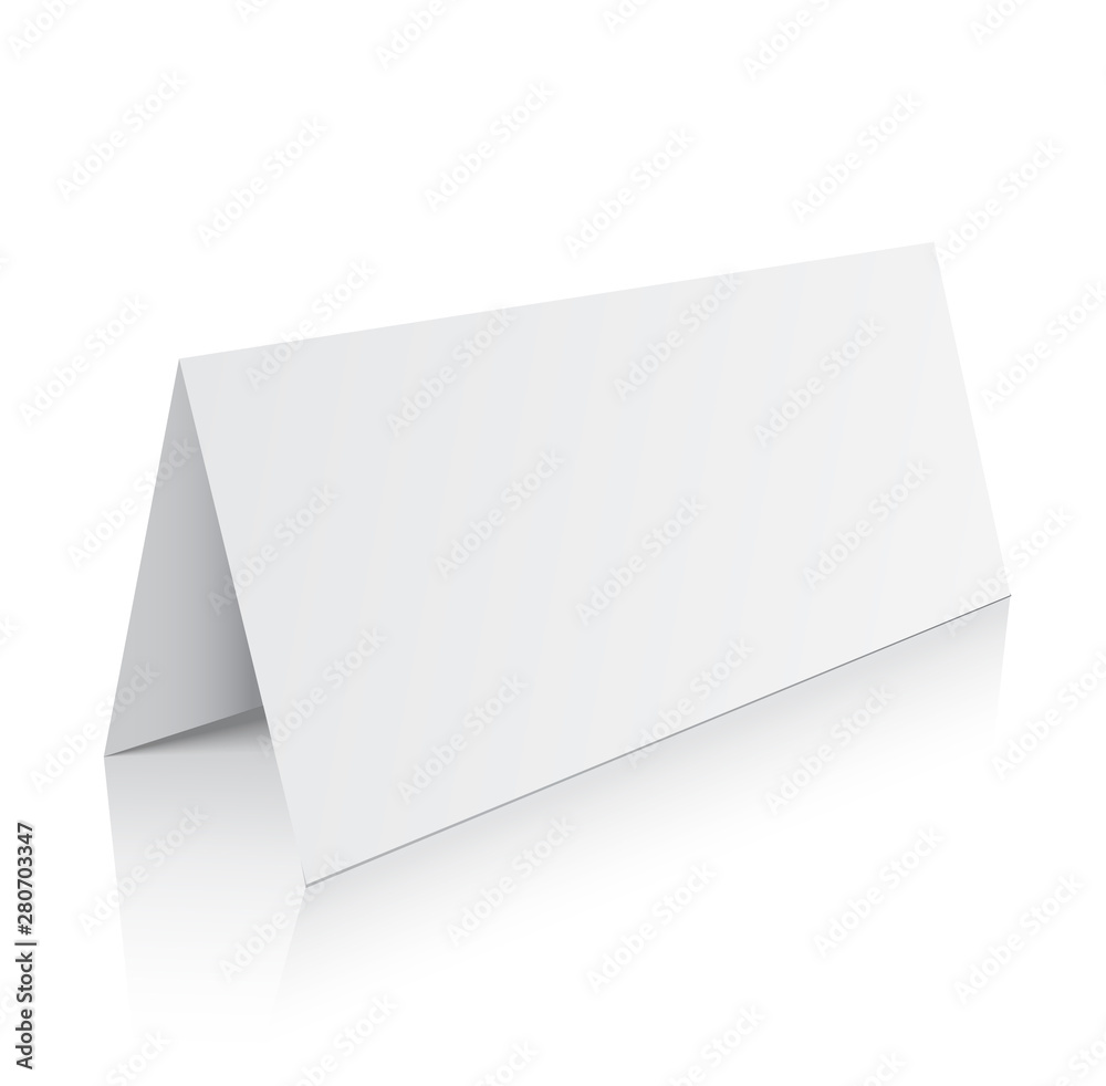 Blank trifold paper brochure mockup. 3d Vector Illustration. Blank trifold paper brochure mockup. 3d Vector Illustration.