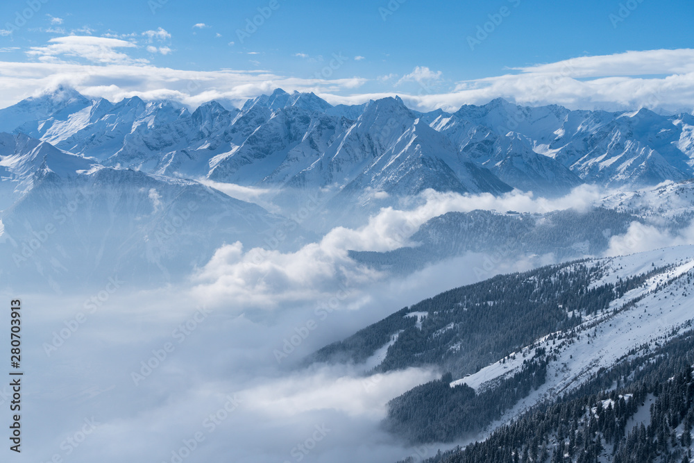 View of the  Alps from the top of Hochzillertal mountain