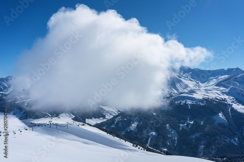 View of the  Alps from the top of Hochzillertal mountain