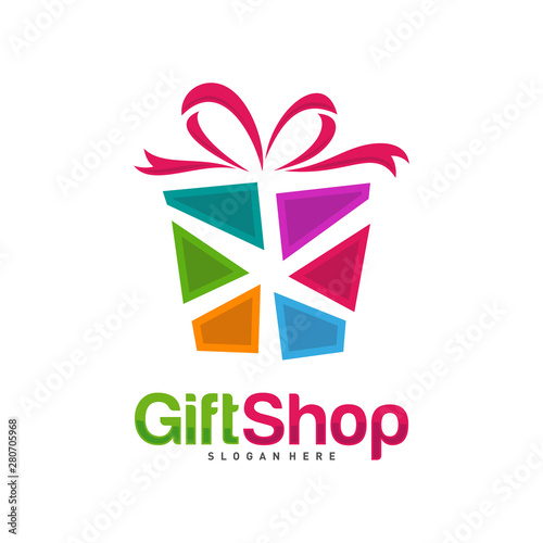 Gift Shop Logo Design Concept Vector, Template, Colorful, Emblem, Design Concept, Creative Symbol, Icon