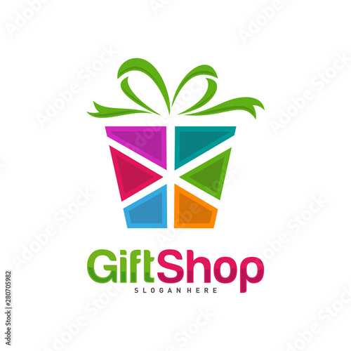 Gift Shop Logo Design Concept Vector, Template, Colorful, Emblem, Design Concept, Creative Symbol, Icon