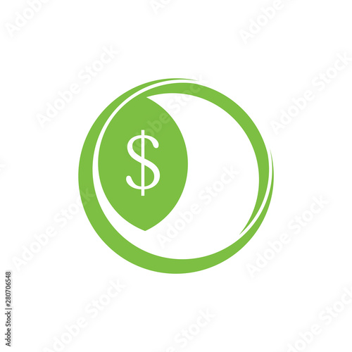 green money leaf grow symbol logo vector