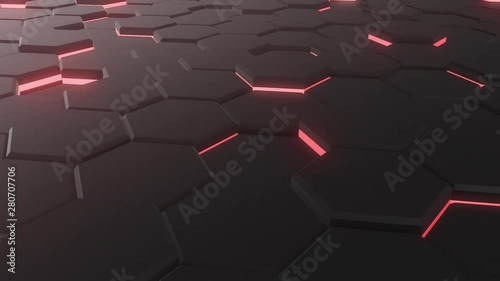 3D-HEX (black, red). HD, seamless loop.