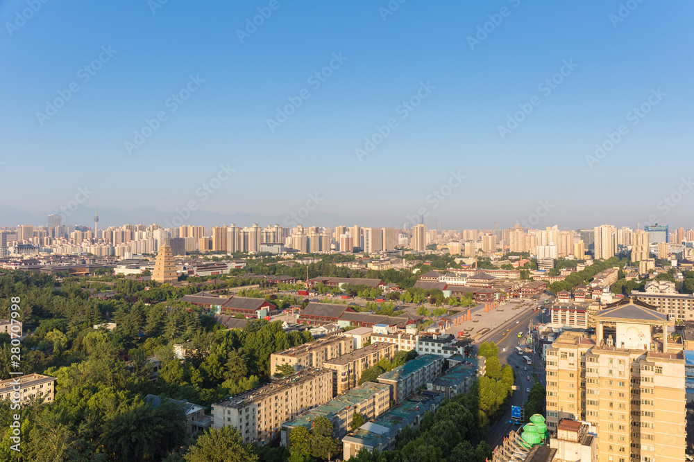 xian cityscape in early morning