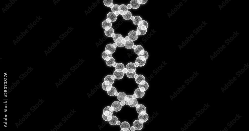 Hologram screen 3d of a polymer molecule or macromolecule - loop
