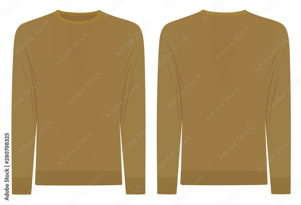Brown sweater. front and back side. vector illustration Brown sweater. front and back side. vector illustration