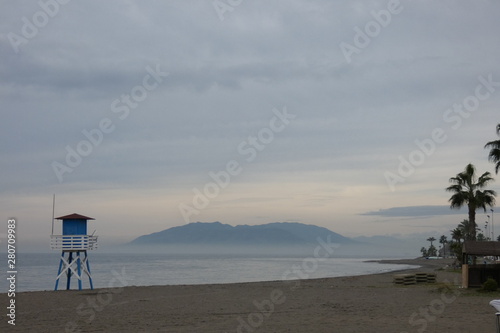 Spanish beach after sunset. Beautiful view.