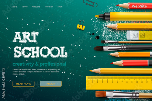 Web page design template for Art School, studio, course, class, education. Modern design vector illustration concept for website and mobile website development.
