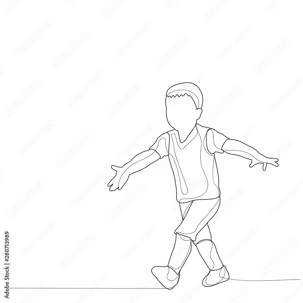 isolated line with a sketch of a boy child isolated line with a sketch of a boy child