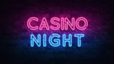 Casino night neon signboard for banner design. Casino vegas game. Neon sign, light banner. Win fortune roulette. Fortune chance jackpot. Business background. Casino jackpot concept. 3d render