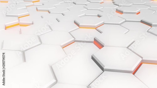 3D-HEX (white, orange). HD, seamless loop.