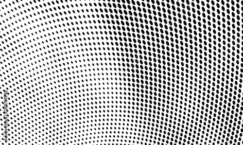 Abstract halftone monochrome. Chaotic wave of dots. Gradient texture black and white