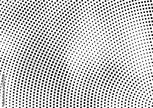 Abstract halftone monochrome. Chaotic wave of dots. Gradient texture black and white