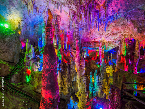 The very colorful inner of the "Jiu Xiang Rong Dong" cave near Kunming (China) © Sven