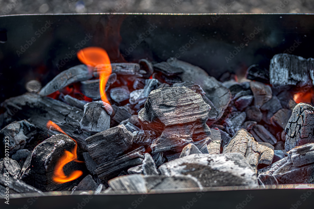 the burning black coals for a barbecue in a brazier the burning black coals for a barbecue in a brazier