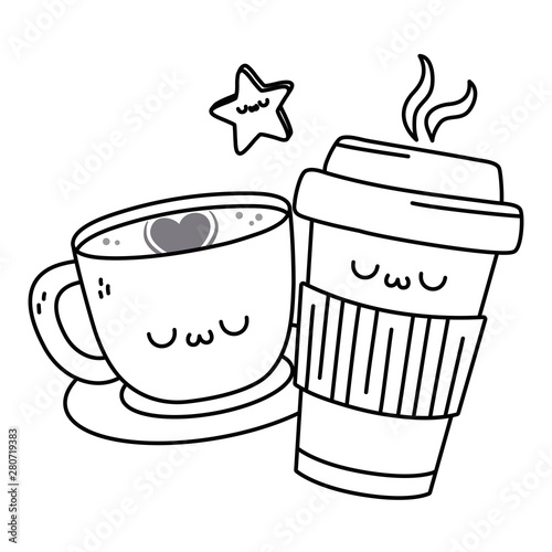 Kawaii of coffee cup cartoon design