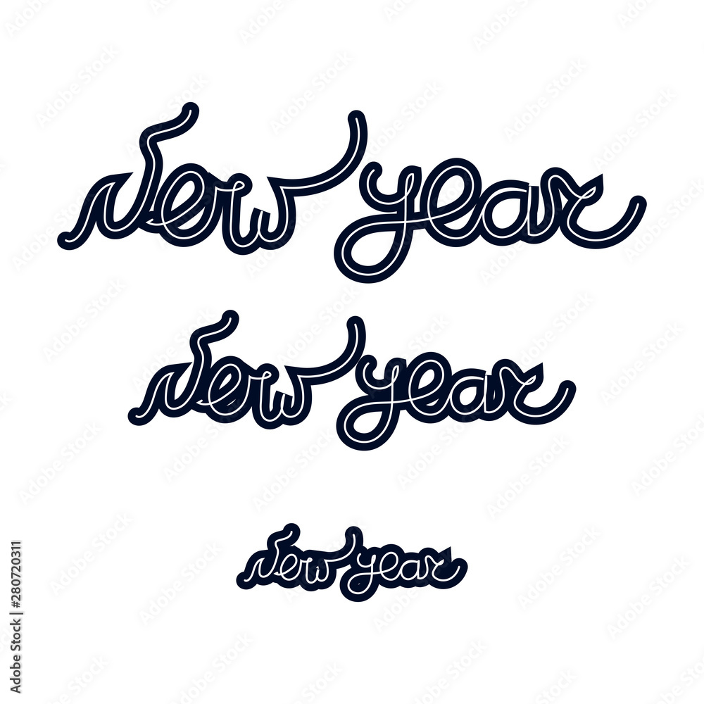 Happy new year brush hand lettering, isolated on white background. Vector illustration. Can be used for holidays festive design.