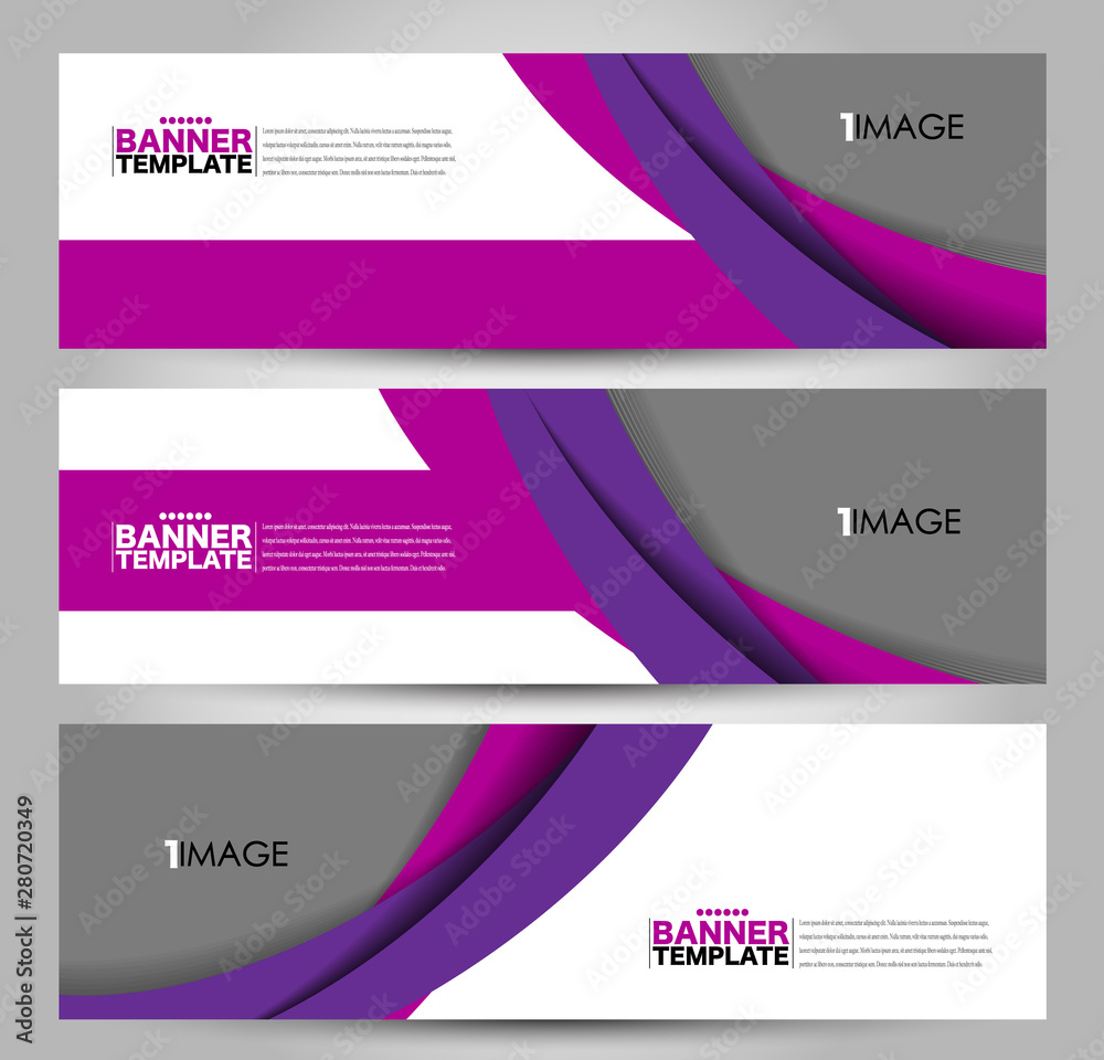Banner template. Horizontal header. Abstract background for design,  business, education, advertisement. Purple color. Vector  illustration.