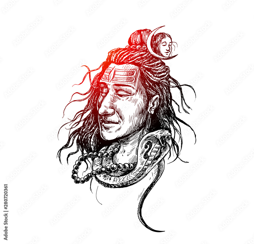 Lord Shiva Art Angry Trishul Mahadev Hindu god' Sticker | Spreadshirt-saigonsouth.com.vn