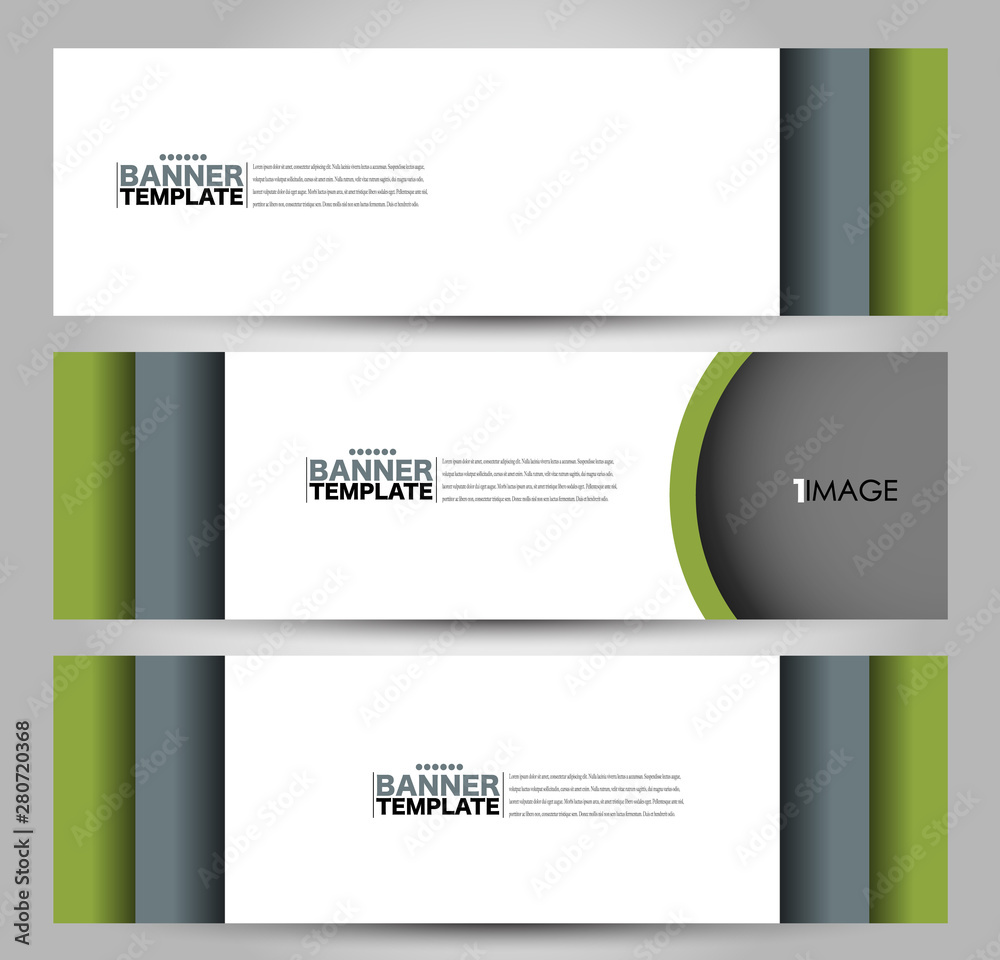 Fototapeta premium Banner template. Horizontal header. Abstract background for design, business, education, advertisement. Green color. Vector illustration.